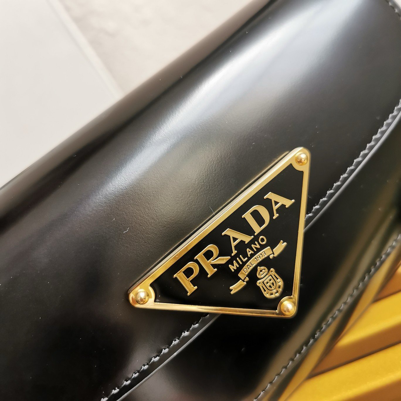 Prada Shoulder Bag in Black Brushed Calfskin