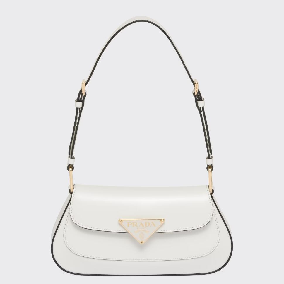 Prada Shoulder Bag in White Brushed Calfskin