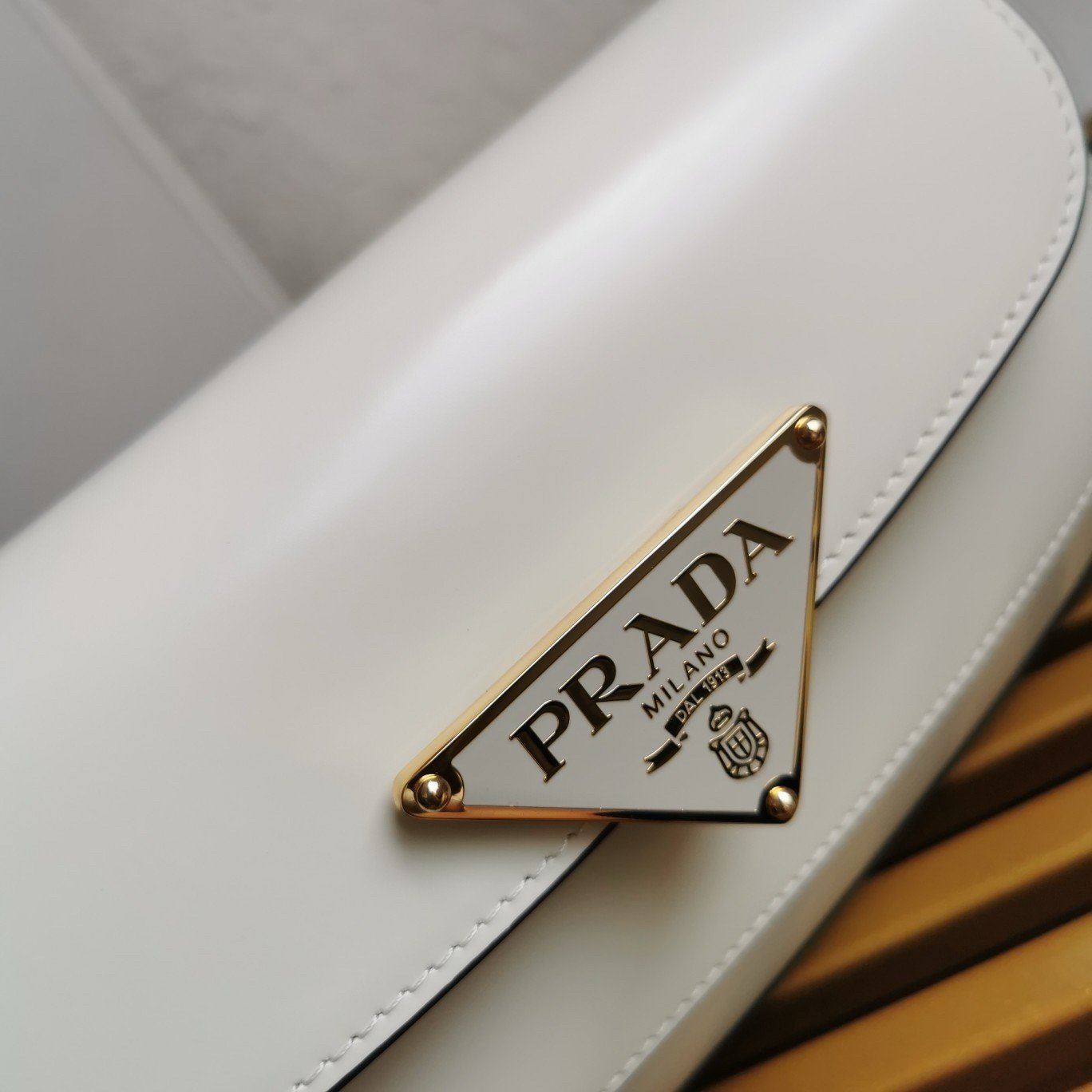 Prada Shoulder Bag in White Brushed Calfskin