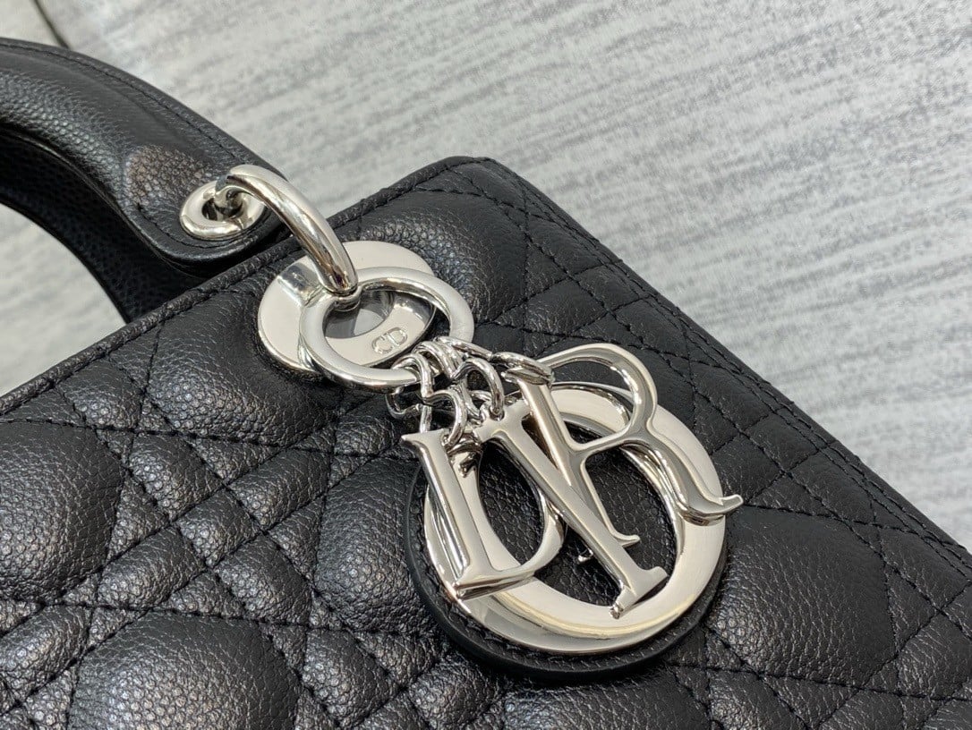 Dior Lady Dior Medium Bag in Black Grained Calfskin