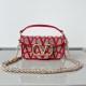 Valentino Small Loco Shoulder Bag in Red Toile Iconographe