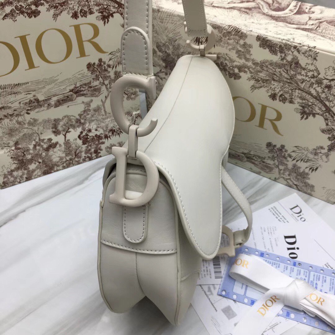 Dior Saddle Bag In White Ultramatte Calfskin