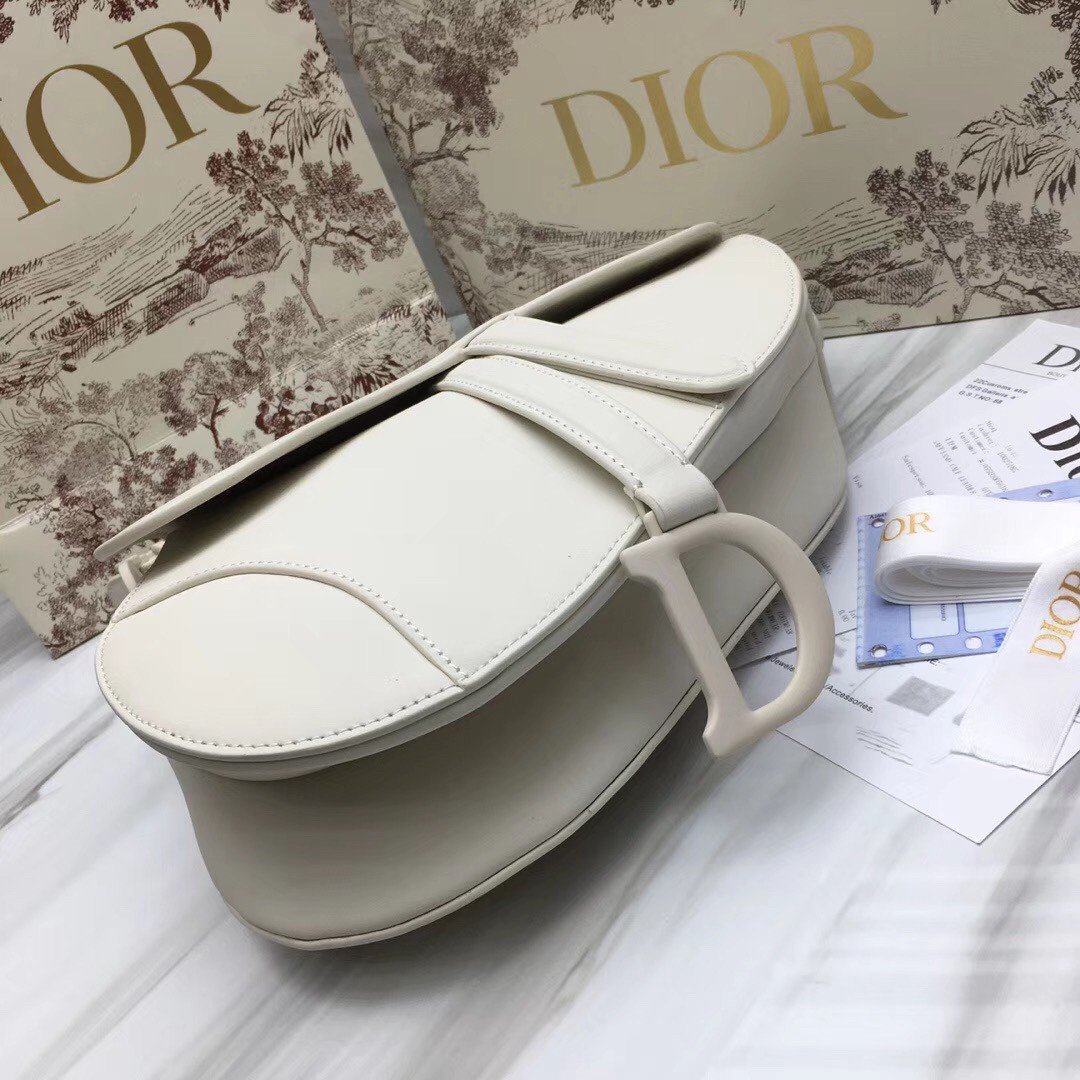 Dior Saddle Bag In White Ultramatte Calfskin