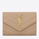 Saint Laurent Cassandre Small Envelope Wallet in Beige Matelasse Leather