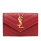 Saint Laurent Cassandre Small Envelope Wallet in Red Matelasse Leather