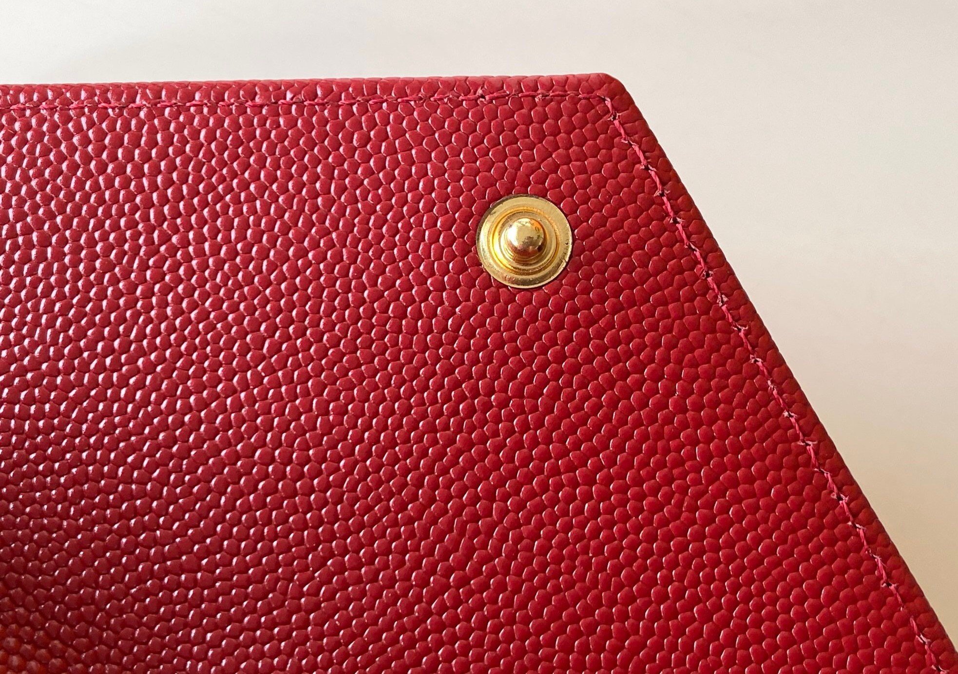 Saint Laurent Cassandre Small Envelope Wallet in Red Matelasse Leather