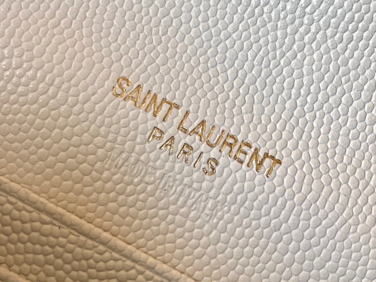 Saint Laurent Cassandre Small Envelope Wallet in White Matelasse Leather