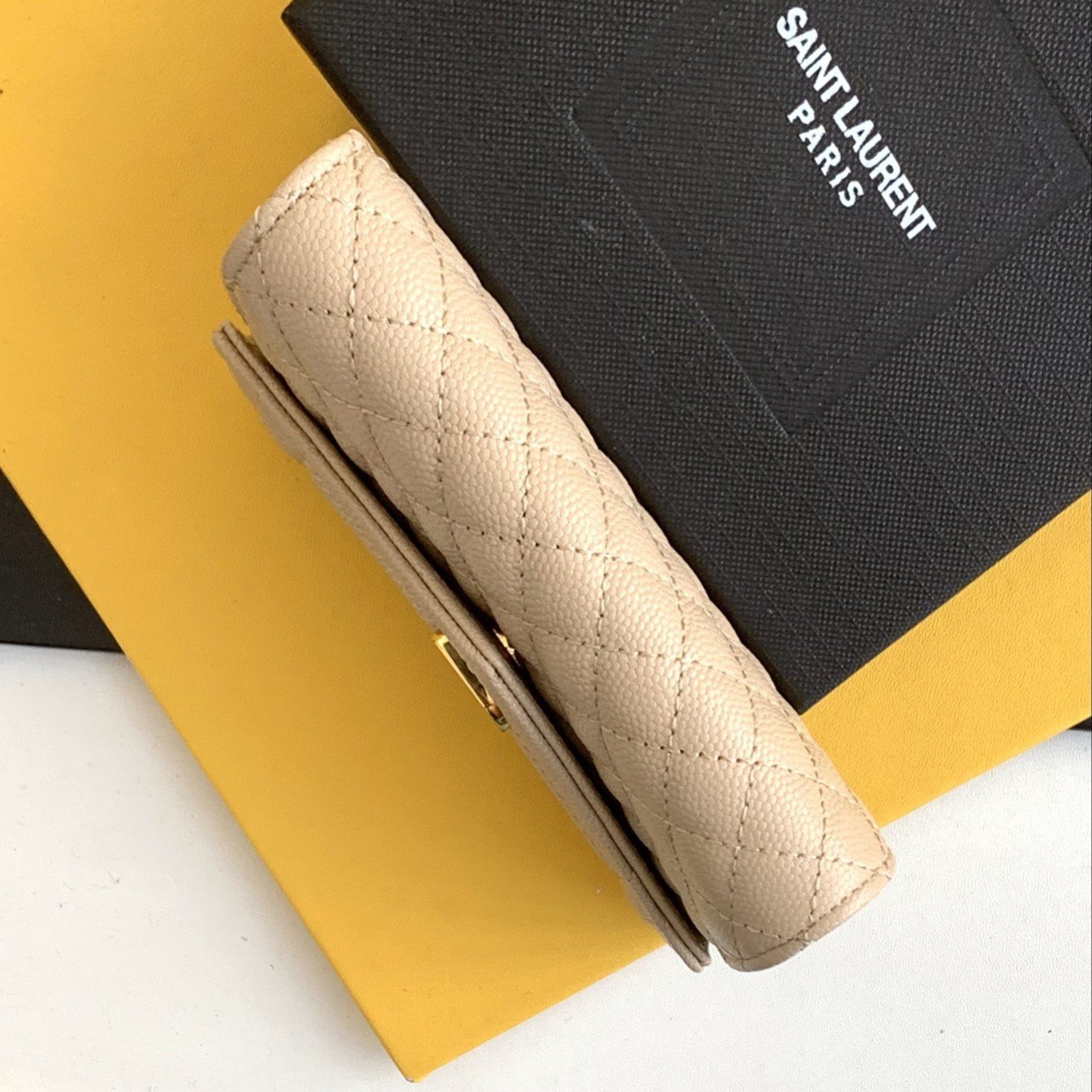 Saint Laurent Small Envelope Wallet in Beige Matelasse Leather