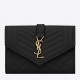 Saint Laurent Small Envelope Wallet in Black Matelasse Leather