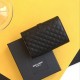 Saint Laurent Small Envelope Wallet in Black Matelasse Leather