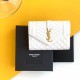 Saint Laurent Small Envelope Wallet in White Matelasse Leather