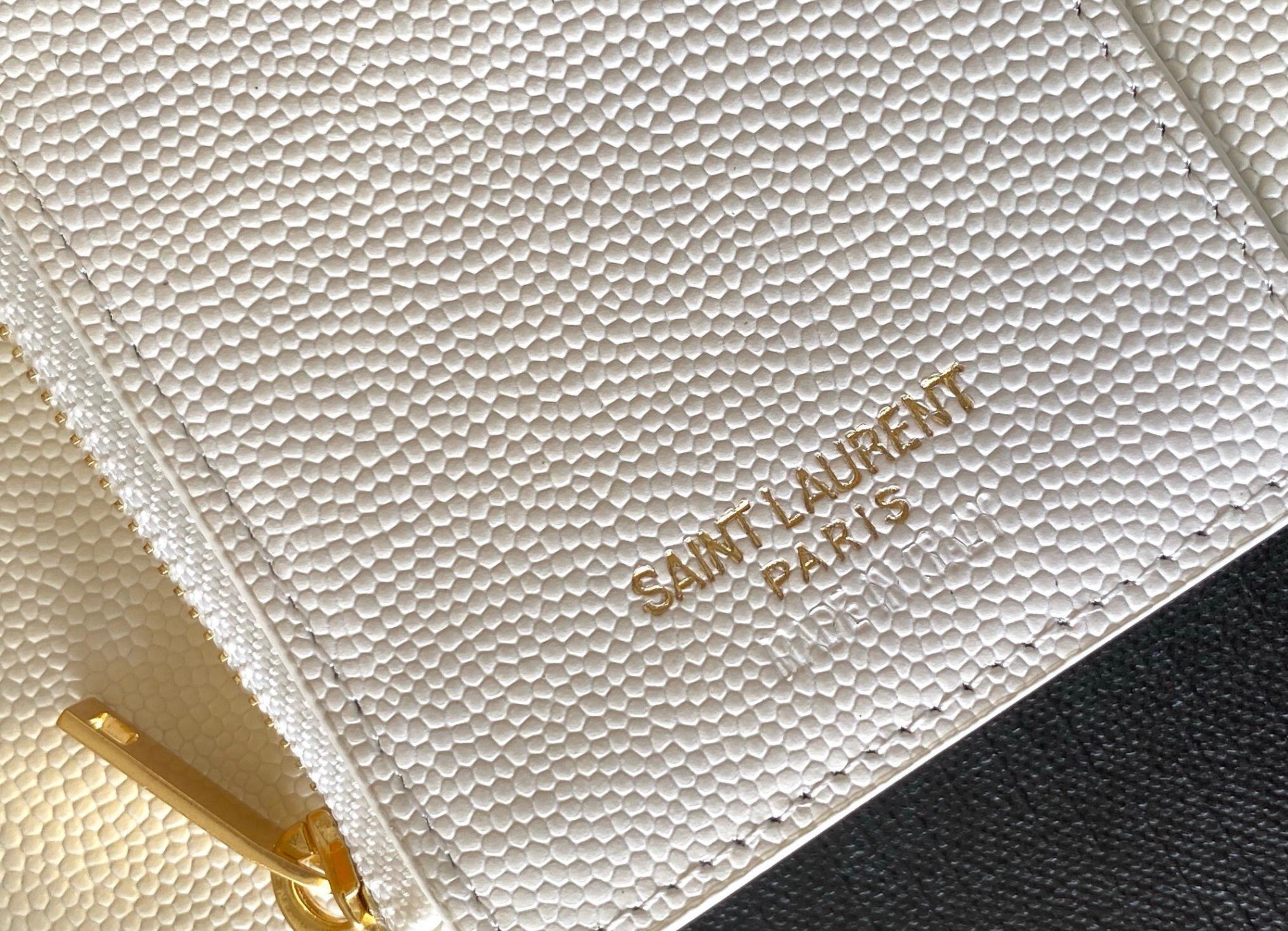 Saint Laurent Cassandre Tri-fold Wallet in White Matelasse Leather