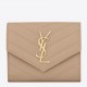 Saint Laurent Cassandre Tri-fold Wallet in Beige Matelasse Leather