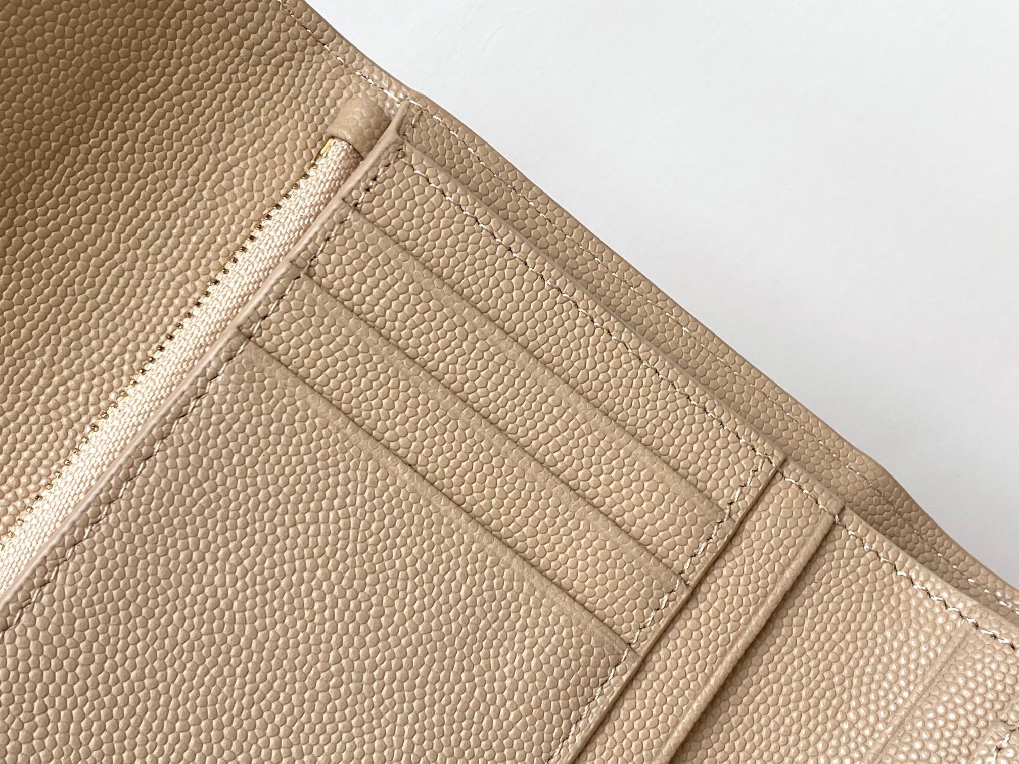 Saint Laurent Cassandre Tri-fold Wallet in Beige Matelasse Leather