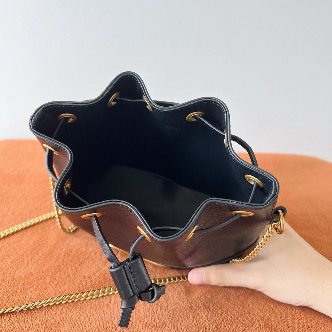 Valentino VLogo Signature Mini Bucket Bag in Black Leather