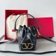 Valentino VLogo Signature Mini Bucket Bag in Black Calfskin