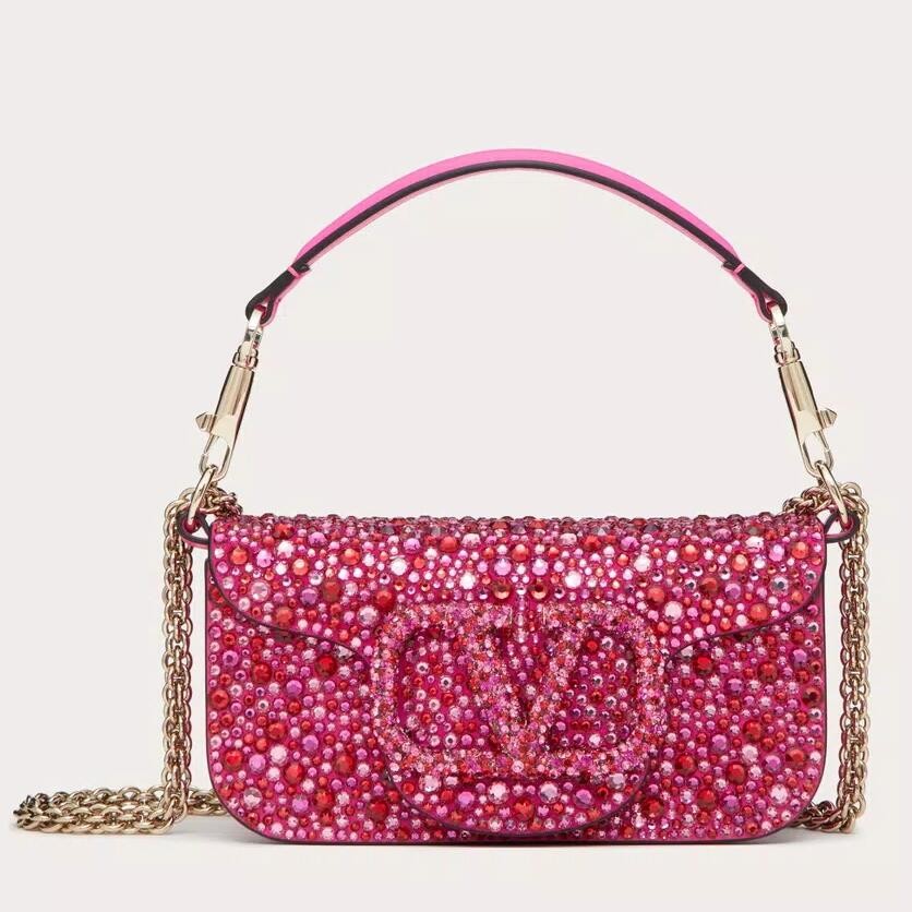 Valentino Small Loco Shoulder Bag with Rhinestone Applique