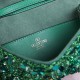 Valentino Small Loco Shoulder Bag with Green 3D-effect Embroidery