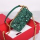 Valentino Small Loco Shoulder Bag with Green 3D-effect Embroidery