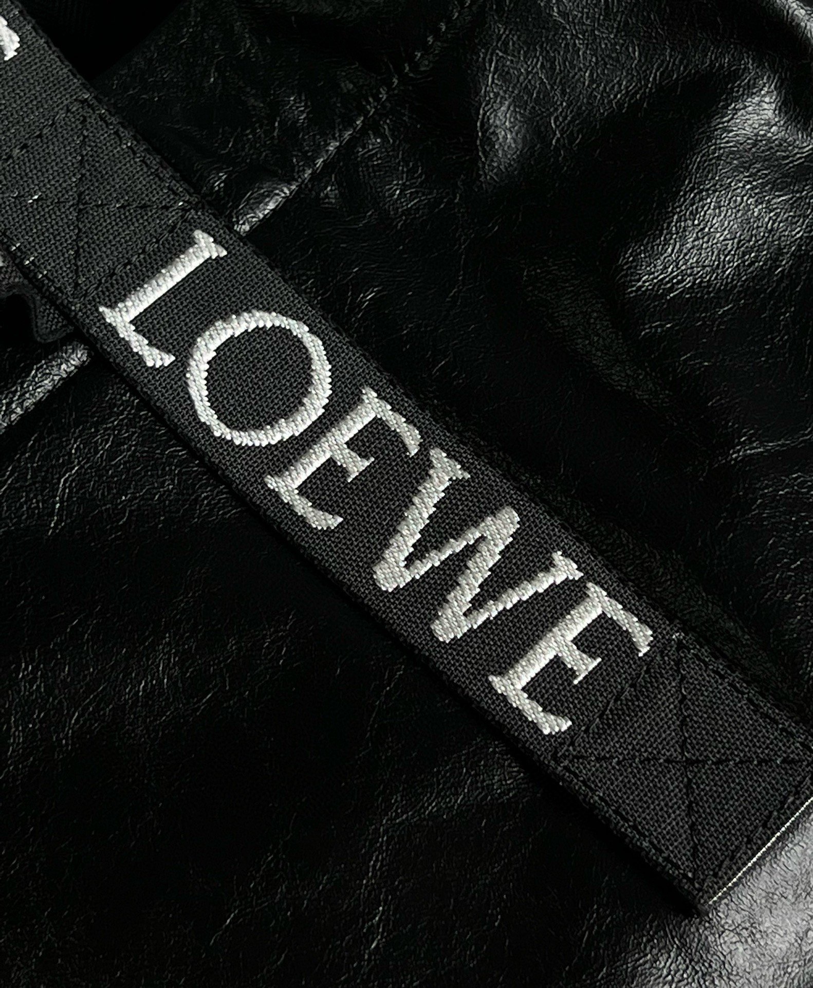 Loewe Fold Shopper Bag in Black Paper Calfskin