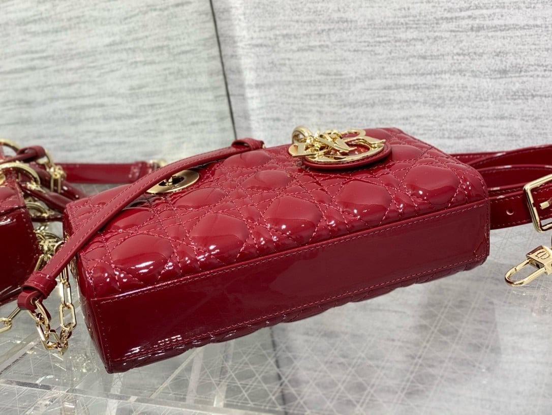 Dior Lady D-Joy Small Bag in Red Patent Calfskin