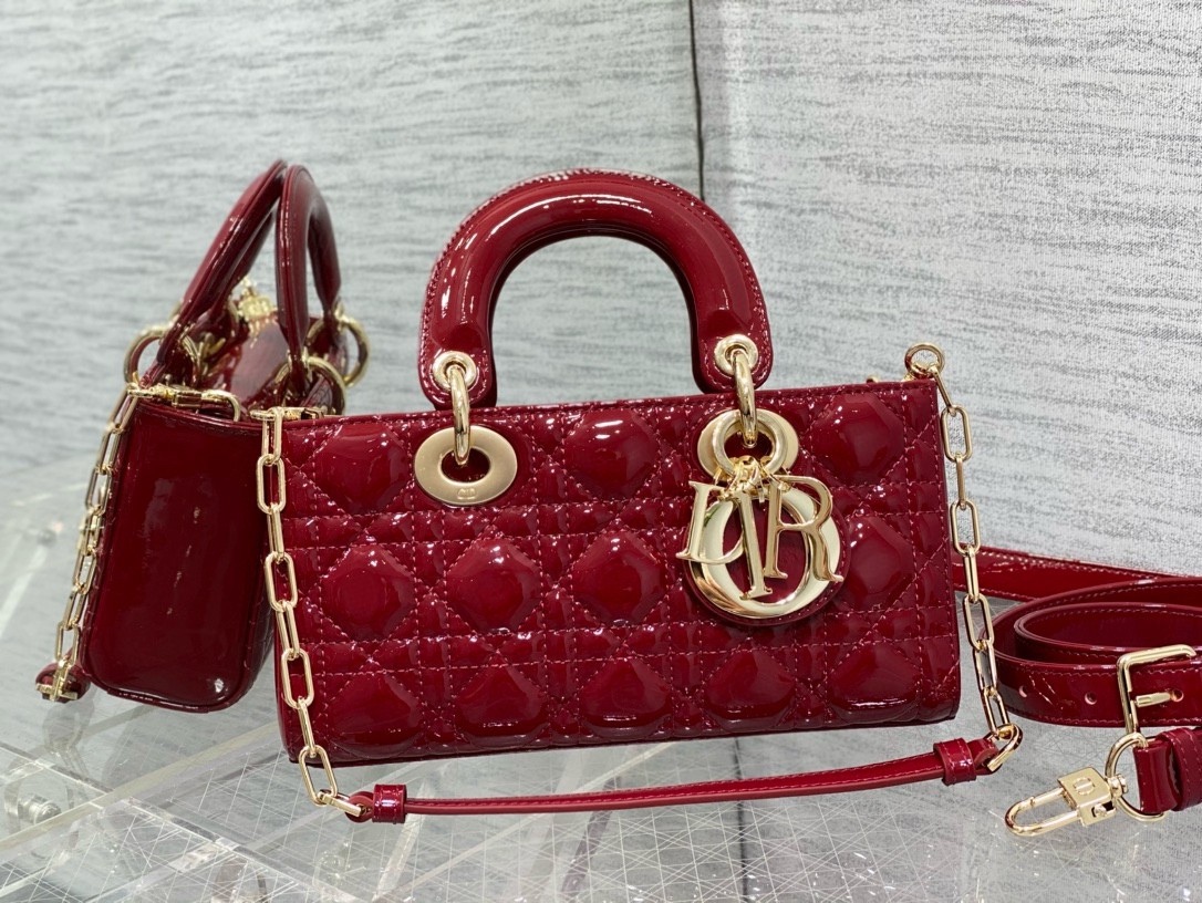 Dior Lady D-Joy Small Bag in Red Patent Calfskin