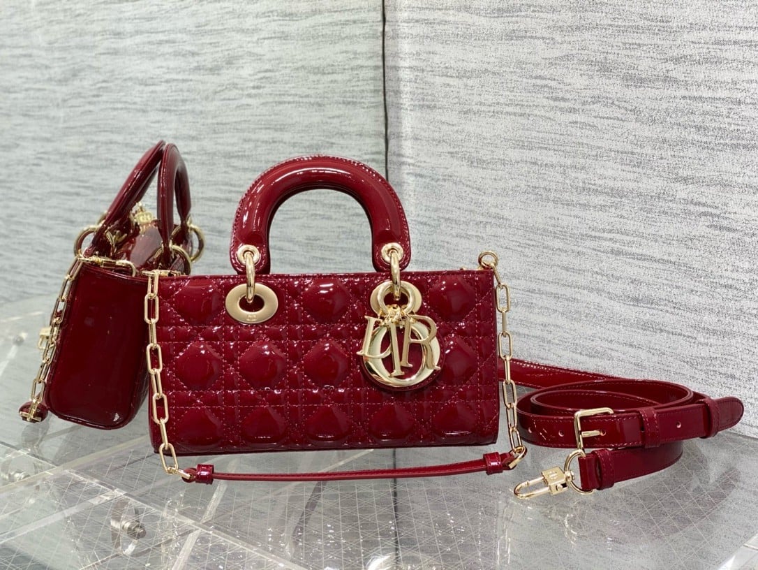 Dior Lady D-Joy Small Bag in Red Patent Calfskin