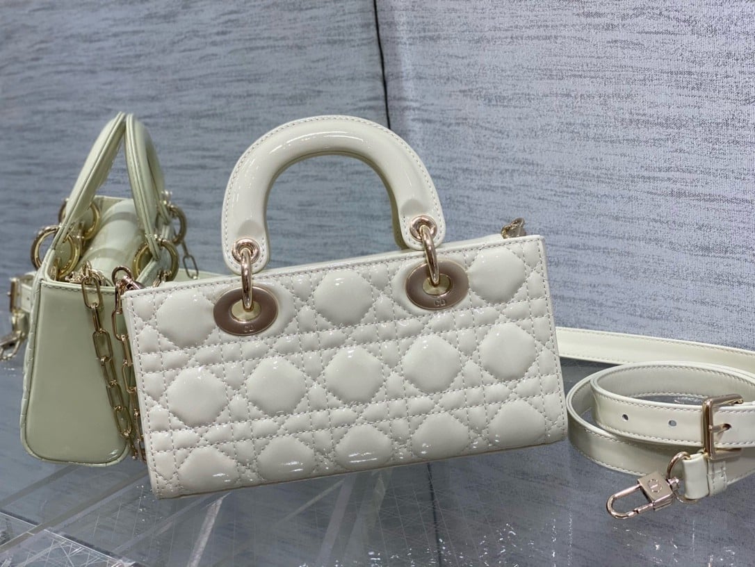 Dior Lady D-Joy Small Bag in White Patent Calfskin