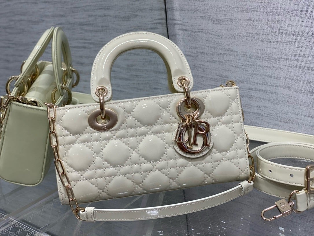 Dior Lady D-Joy Small Bag in White Patent Calfskin