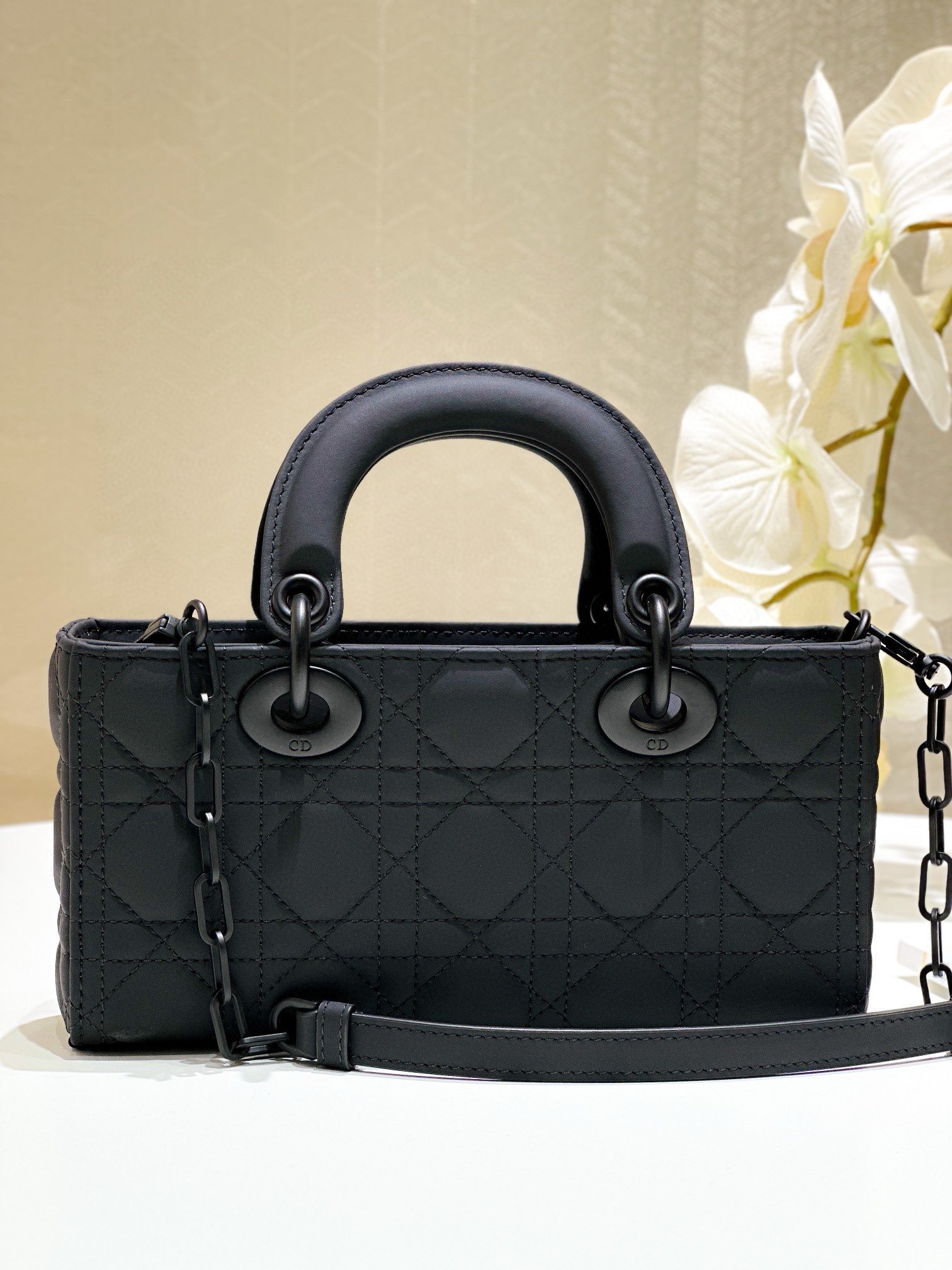 Dior Lady D-Joy Medium Bag in Black Ultramatte Calfskin