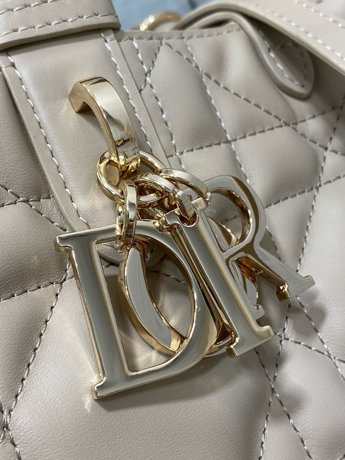 Dior Toujours Medium Bag in Beige Macrocannage Calfskin