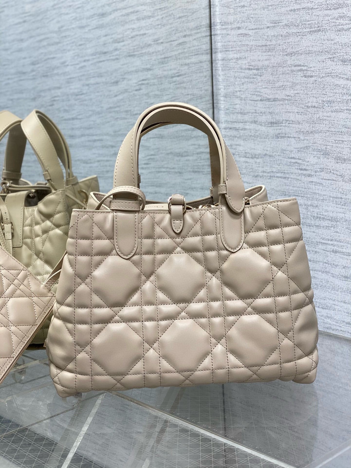 Dior Toujours Medium Bag in Beige Macrocannage Calfskin