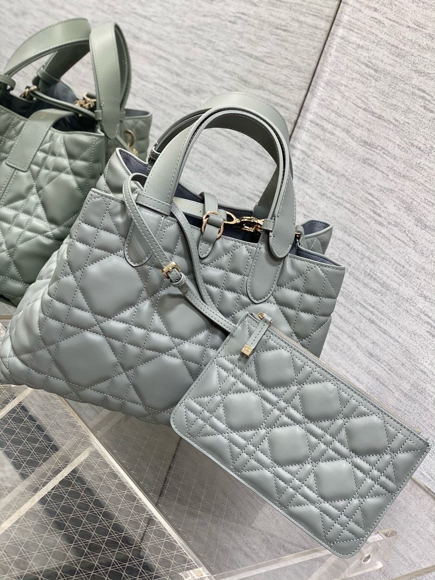 Dior Toujours Medium Bag in Beige Macrocannage Calfskin