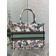 Dior Medium Book Tote Bag in White Toile de Jouy Mexico Embroidery