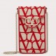 Valentino Loco Phone Case in Red Toile Iconographe with Chain