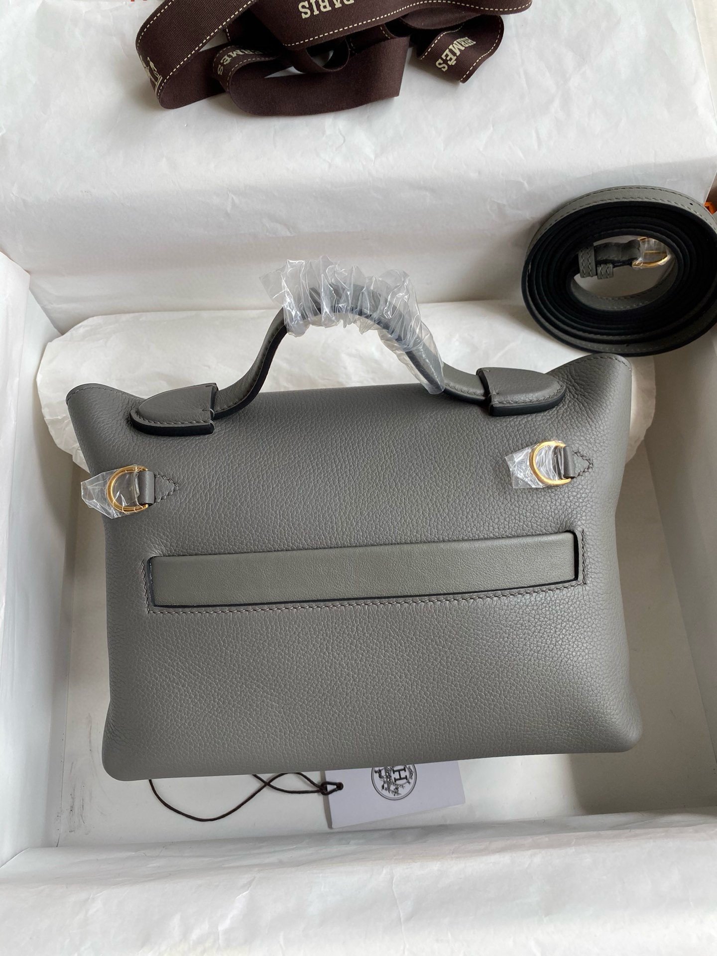 Hermes 24/24 Mini 21 Handmade Bag in Gris Meyer Evercolor Leather