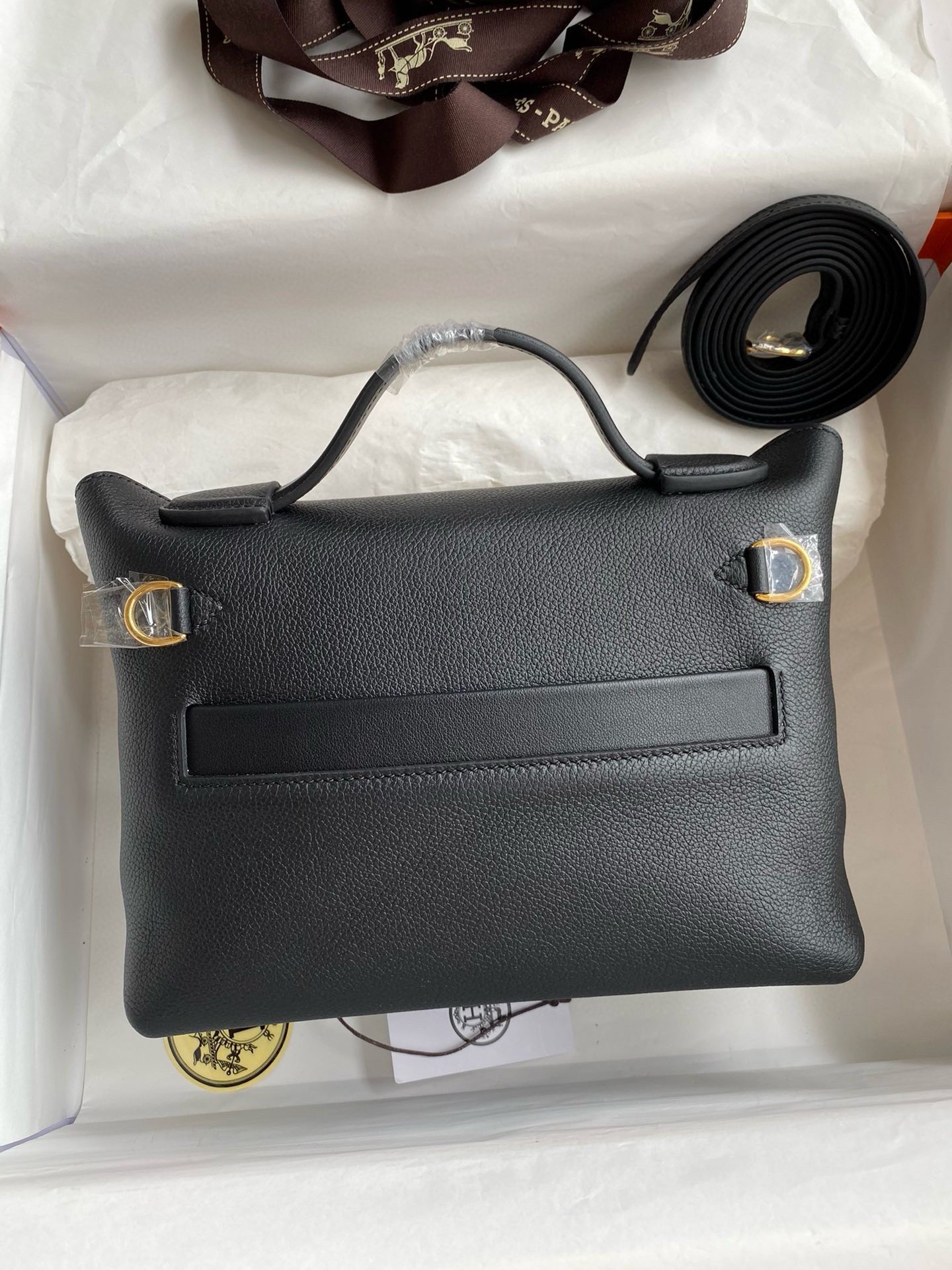 Hermes 24/24 Mini 21 Handmade Bag in Black Evercolor Leather