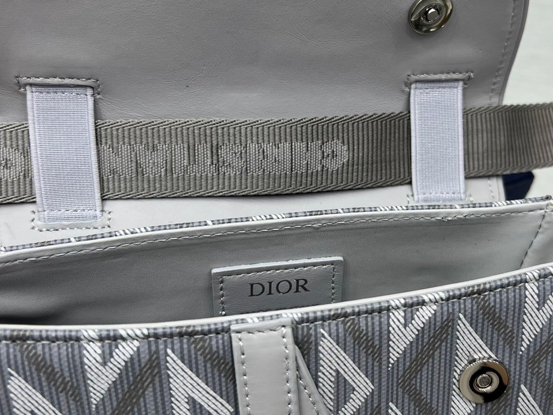 Dior Men's Mini Saddle Bag In Gray CD Diamond Canvas