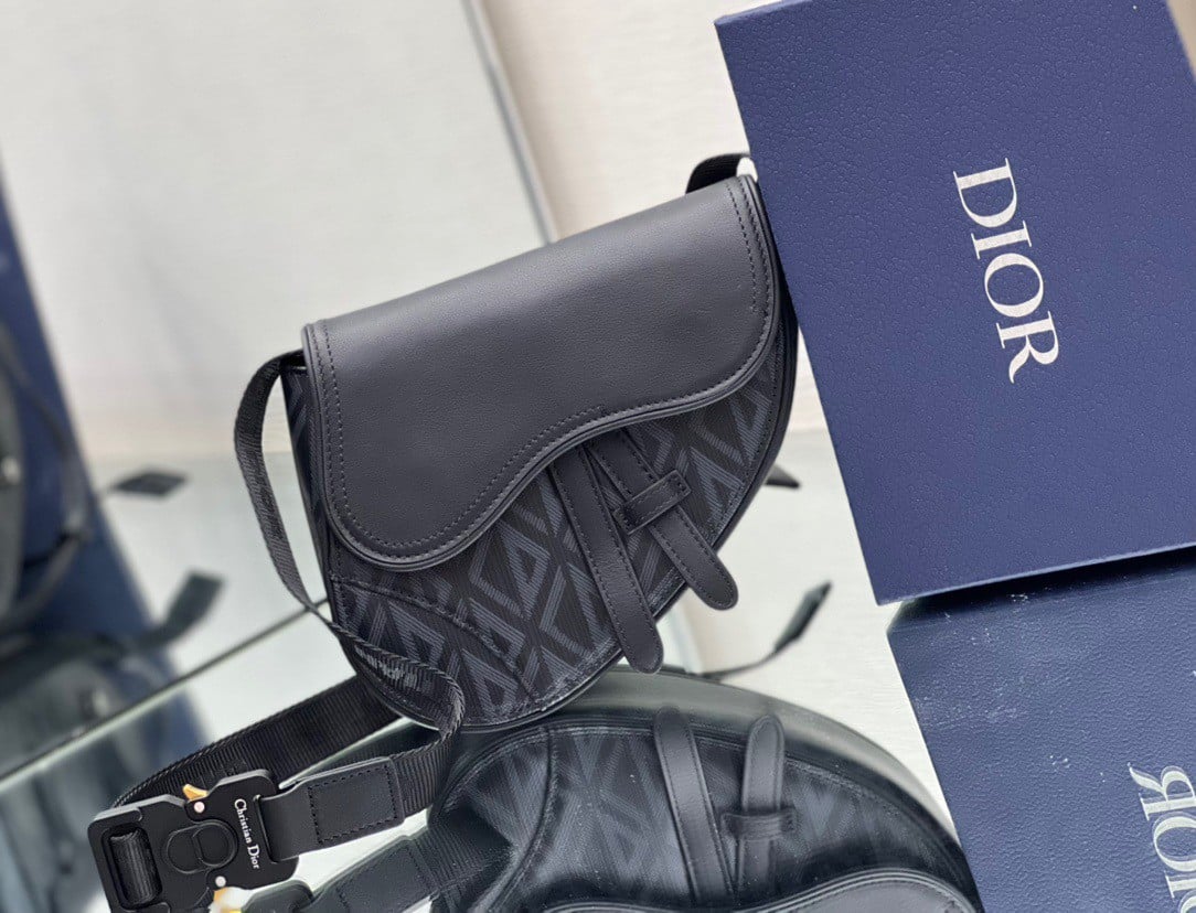 Dior Men's Mini Saddle Bag In Black CD Diamond Canvas