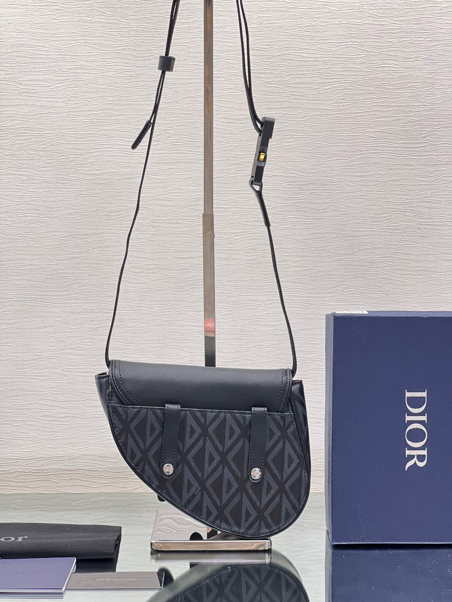 Dior Men's Mini Saddle Bag In Black CD Diamond Canvas