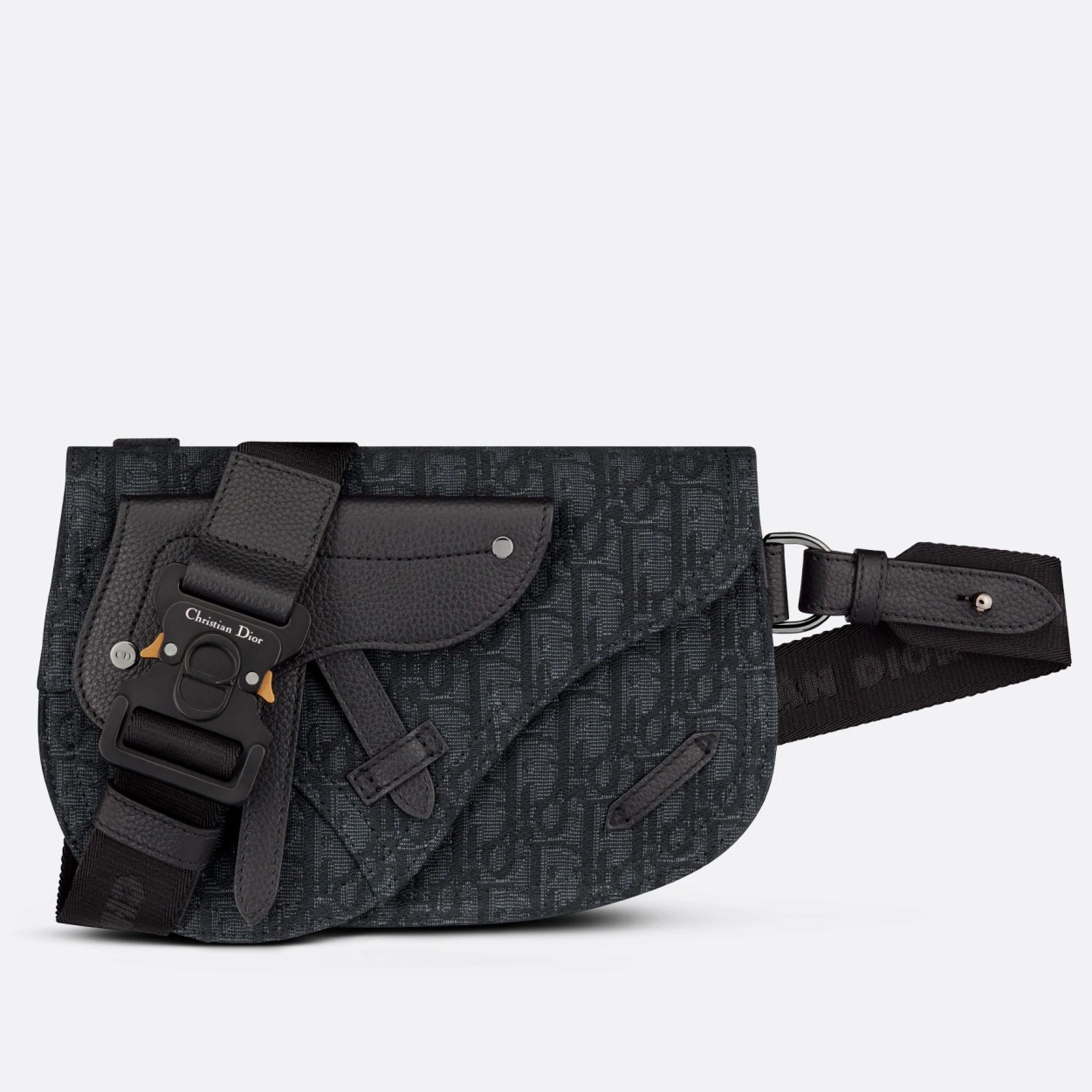 Dior Men's Saddle Pouch in Black Dior Oblique Jacquard