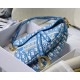 Dior Saddle Bag In Cornflower Blue Dior Oblique Embroidery