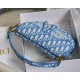 Dior Saddle Bag In Cornflower Blue Dior Oblique Embroidery