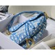 Dior Saddle Bag In Cornflower Blue Dior Oblique Embroidery