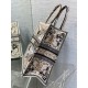 Dior Large Book Tote Bag in Beige Butterfly Bandana Embroidery