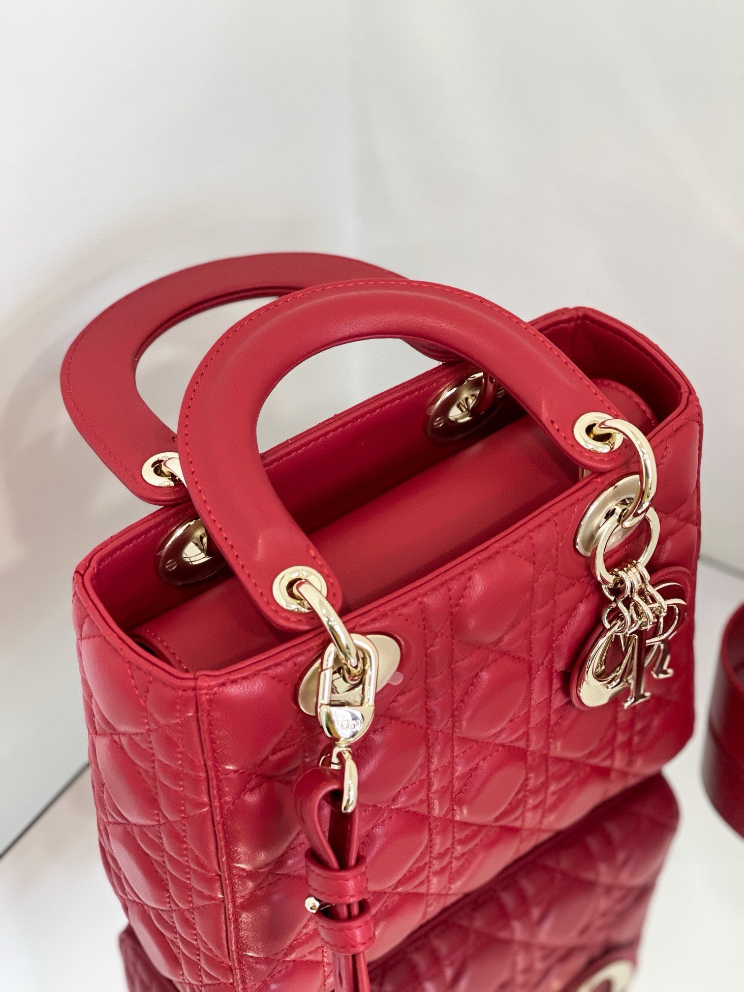 Dior Small Lady Dior My ABCDior Bag in Red Lambskin