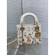 Dior Lady Dior Mini Bag in White Calfskin with Multicolor Small Flowers