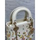 Dior Lady Dior Mini Bag in White Calfskin with Multicolor Small Flowers