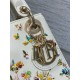 Dior Lady Dior Mini Bag in White Calfskin with Multicolor Small Flowers