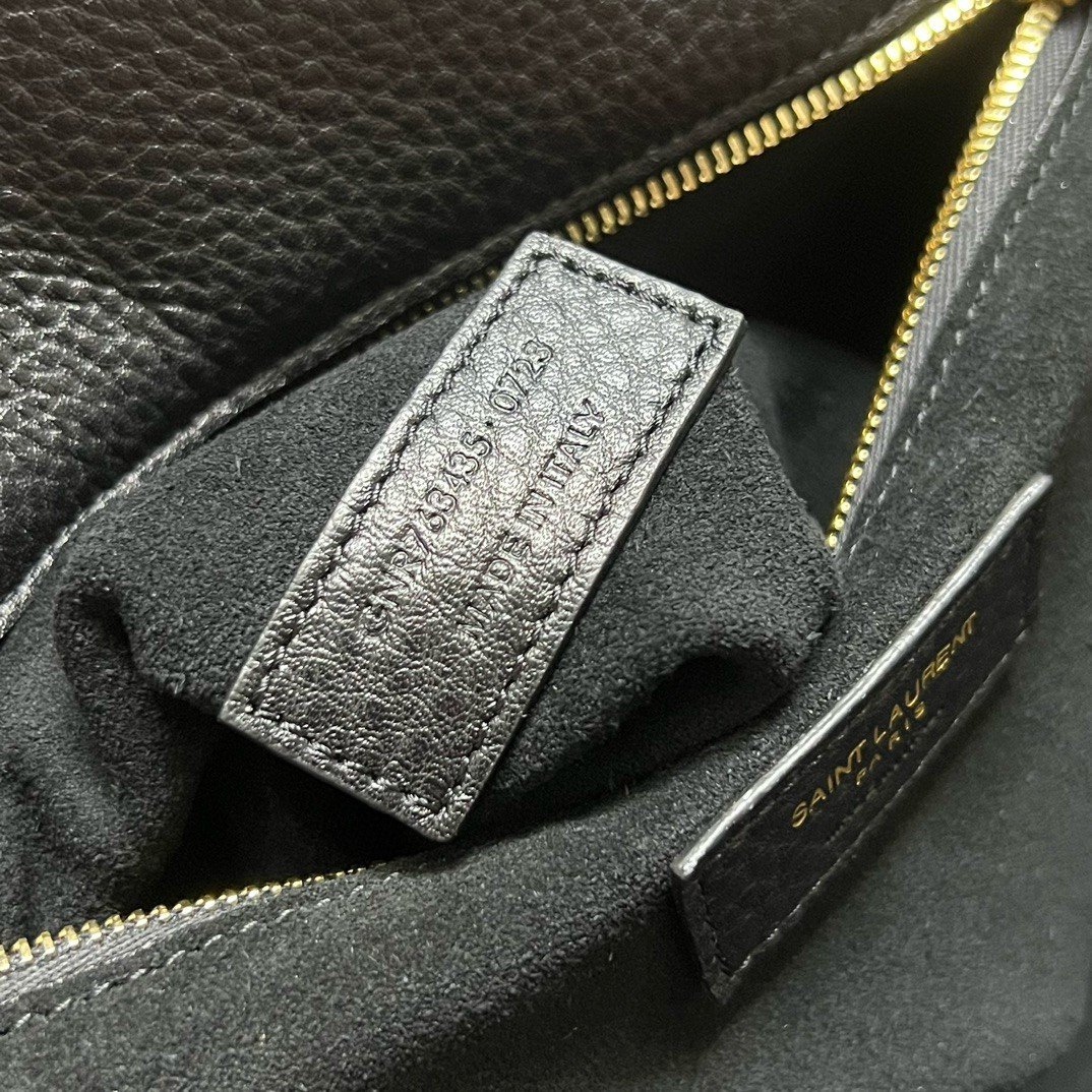 Saint Laurent Bea Tote Bag in Black Grained Leather